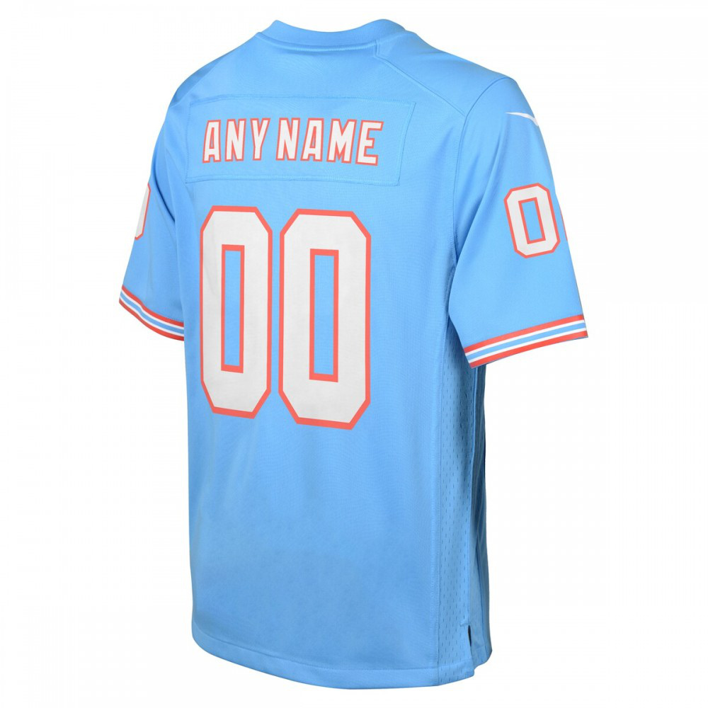 Tennessee Titans Nike Youth Oilers Throwback Custom Game Jersey - Light Blue-GridironStore